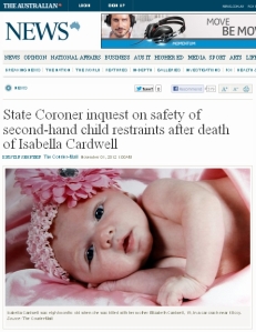 Australian screengrab of story about baby death in car crash