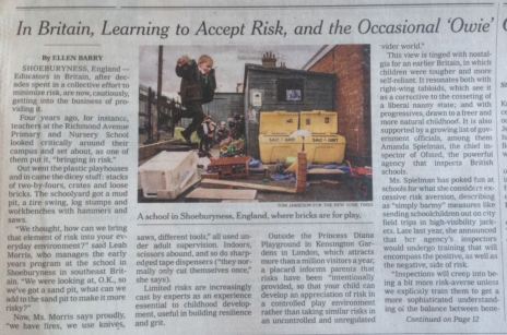 NY Times cover article on risk and learning