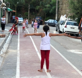 Children playing during Streets for Play project, Jundiai, Brazil